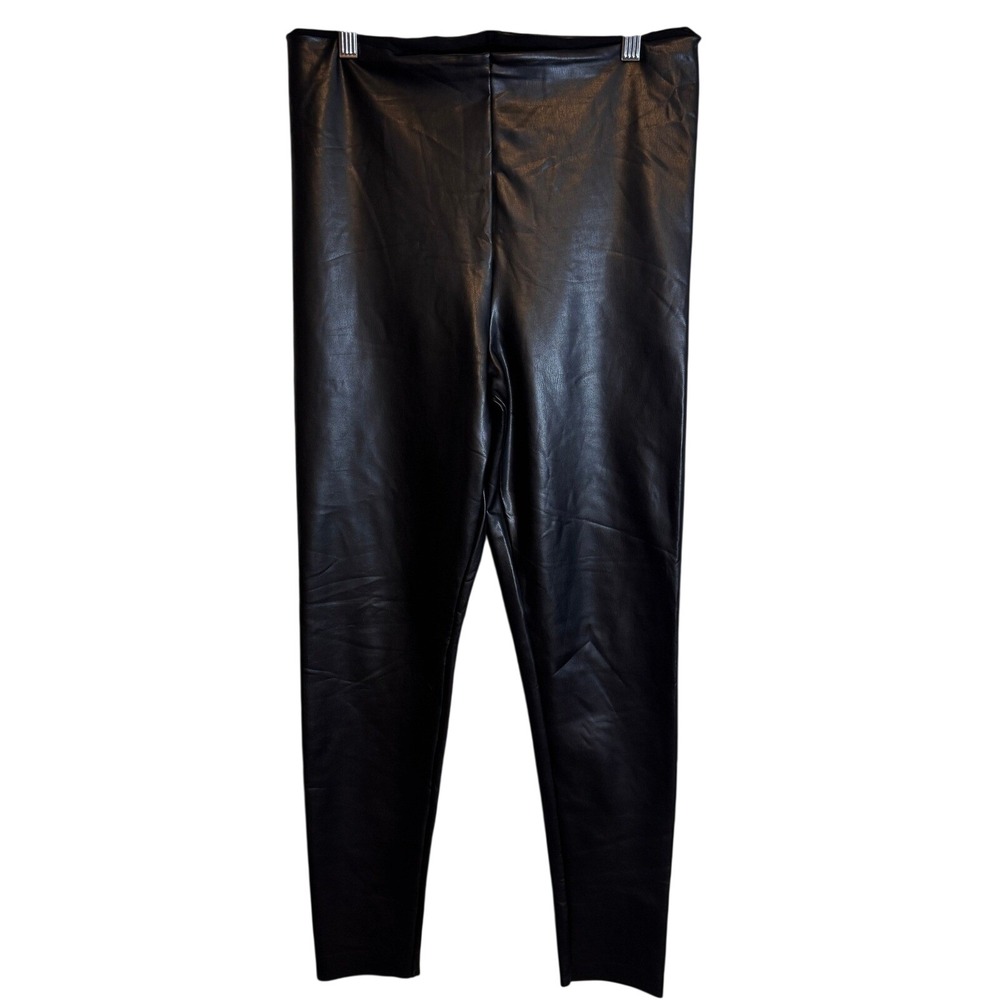 Joie‎ Leggings Faux Leather Large Black Women High Rise Slim Fit Vegan Pants